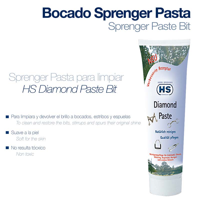 Tubo branco do produto Bocado Sprenger Pasta HS Diamond Paste Bit com texto azul e detalhes em vermelho.