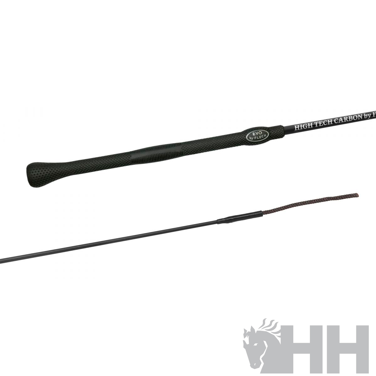 Chicote desportivo preto com pega texturizada e inscrição HIGH TECH CARBON