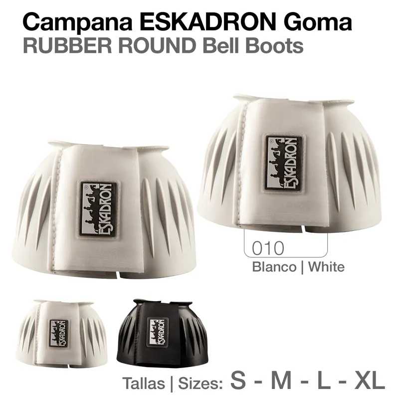 Botas campana ESKADRON de borracha branca e preta com etiquetas, vários tamanhos