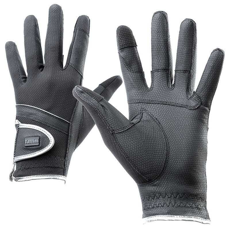 Par de luvas pretas texturizadas com tiras de velcro ajustáveis