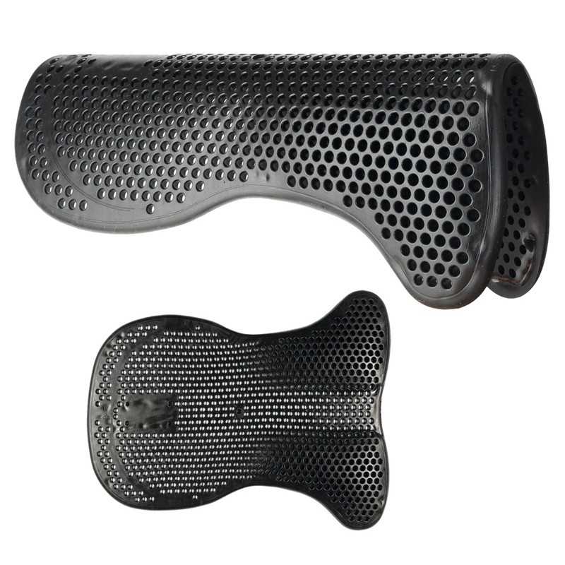 Conjunto de duas almofadas ergonómicas pretas perfuradas em material plástico