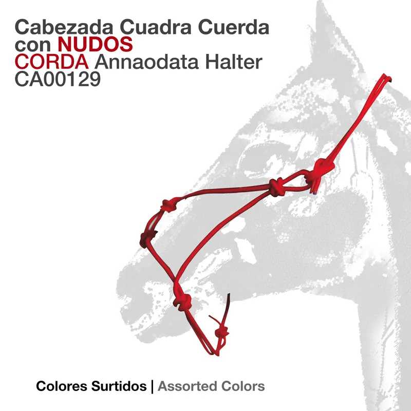 Cabresto de corda vermelho para cavalo com nós