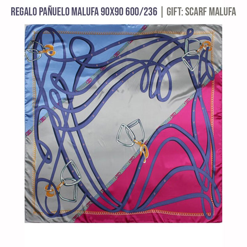 Pano quadrado com padrão de cordas e estribos coloridos em fundo cinzento e rosa