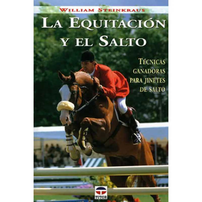 Capa de livro sobre equitação e salto com cavaleiro a saltar barreira