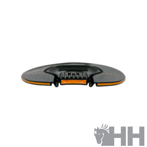 Suporte preto com detalhes laranja em textura tipo carbono