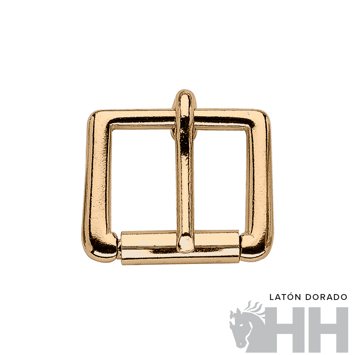 Fivela quadrada dourada em latão com lingueta central