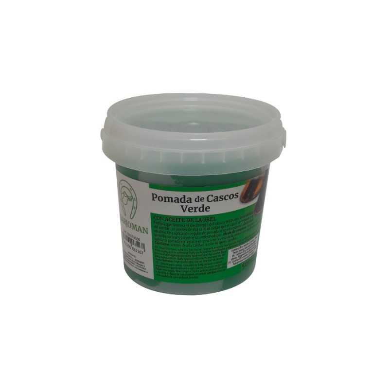 Frasco plástico verde de pomada para cascos com tampa branca