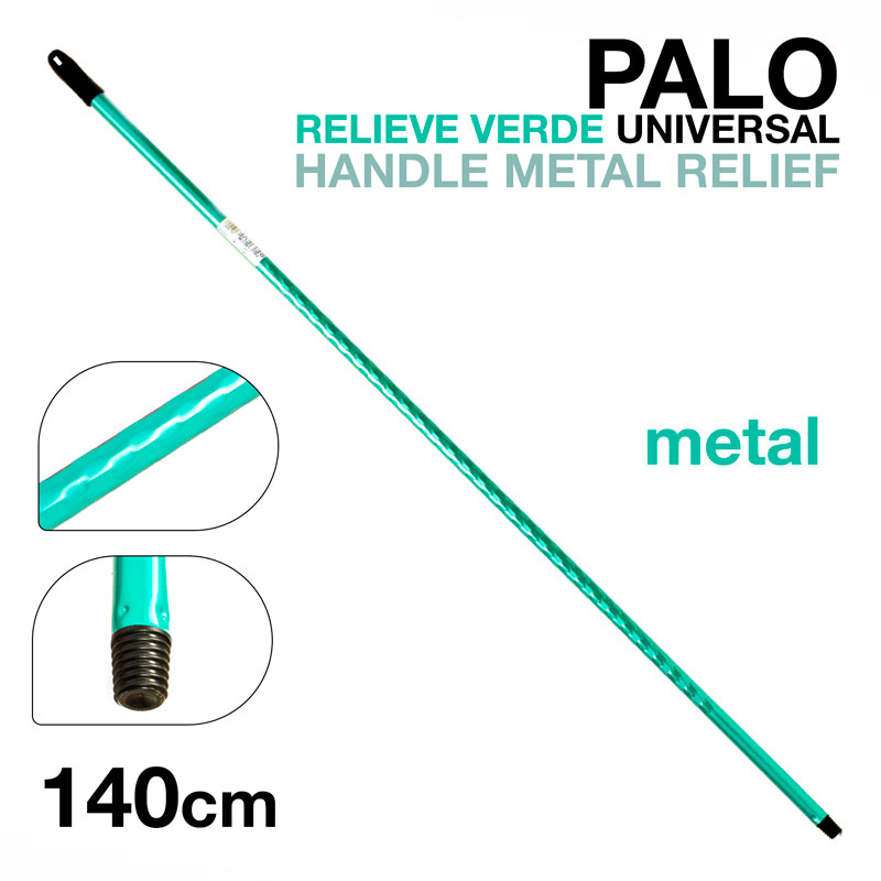 Palo universal verde de metal com textura ondulada e extremidade roscada