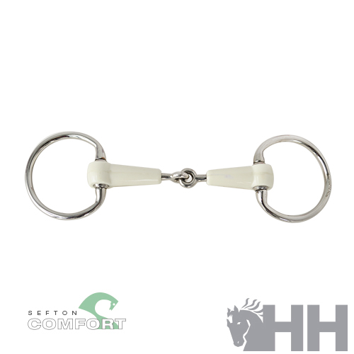 Freio de cavalo metálico com peça central branca