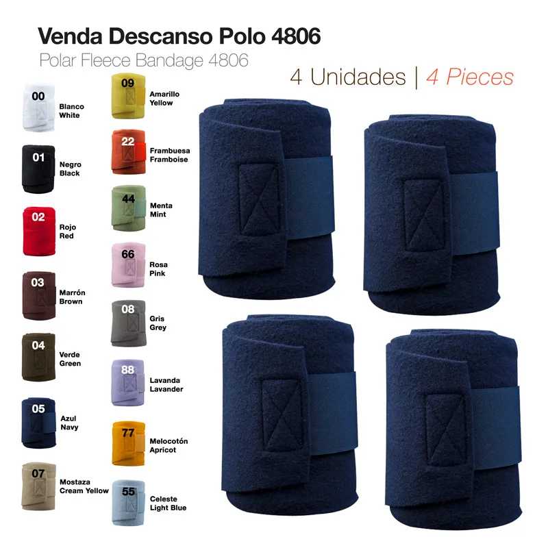 Conjunto de 4 vendas de descanso azul-marinho de polar fleece com fecho de velcro