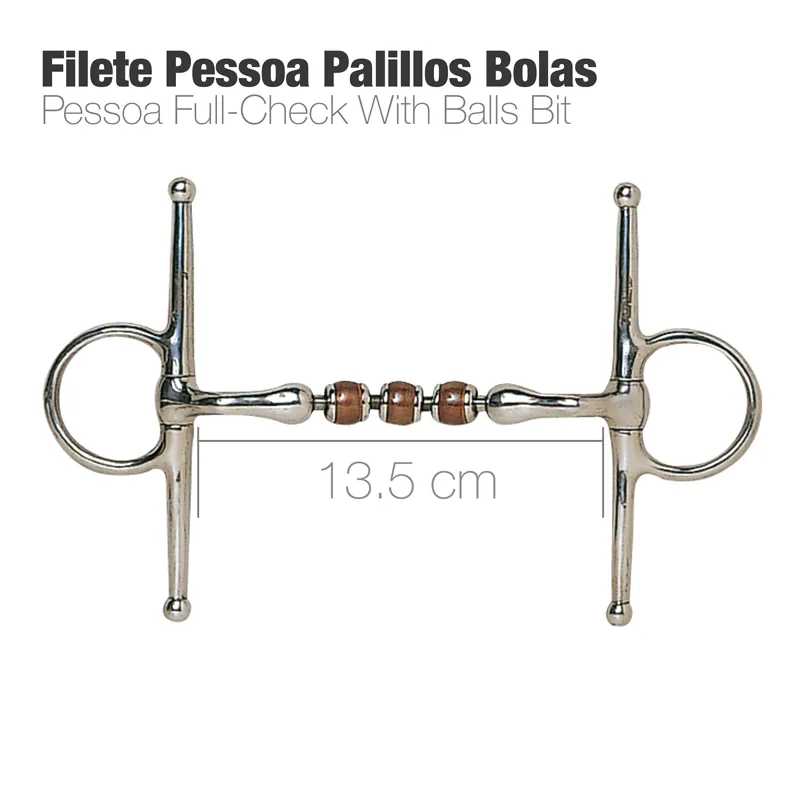 Freio de cavalo Pessoa Full-Check com roldanas metálico e castanho 13,5 cm