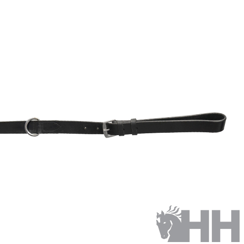 Coleira preta de couro com fivela e argola