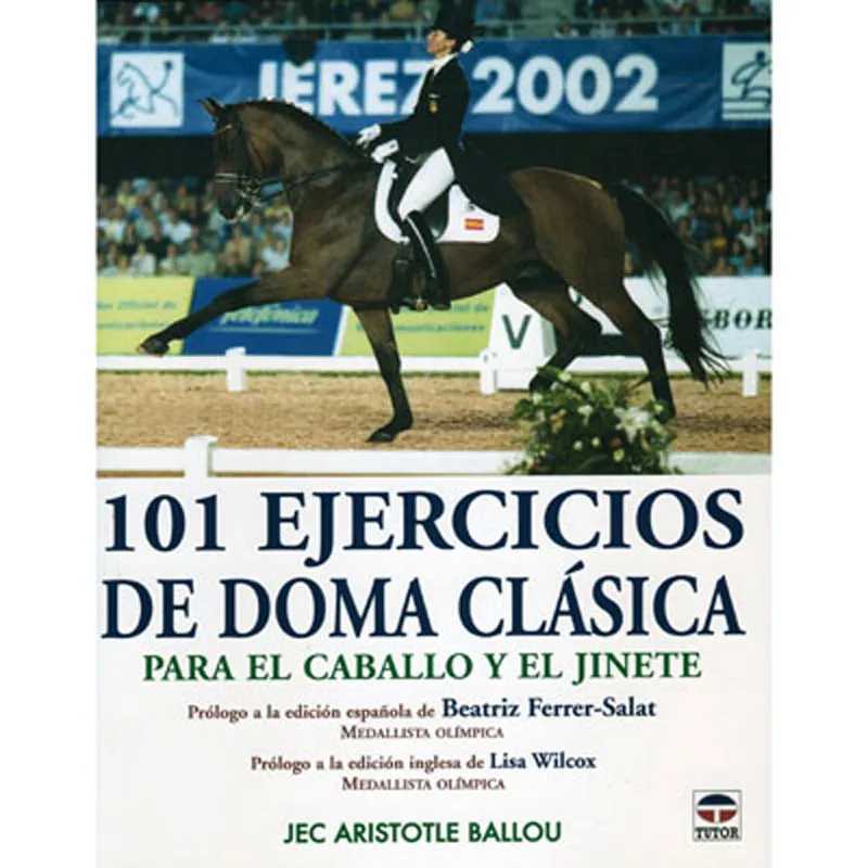 Livro sobre doma clássica com cavaleira montando cavalo em arena e texto na capa