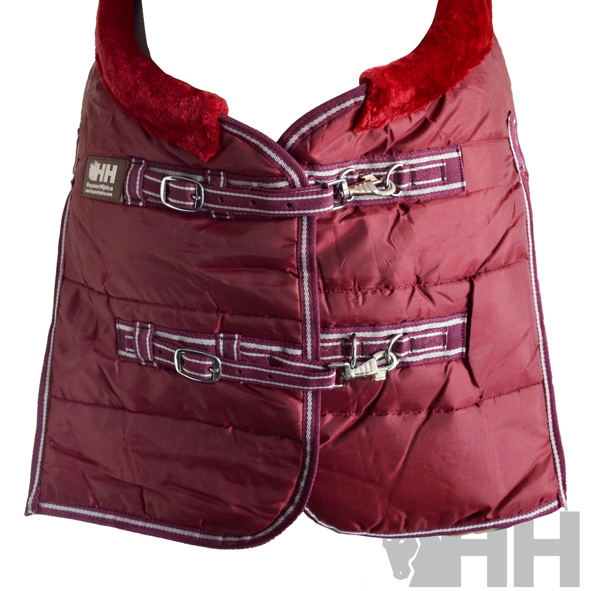 Manta para cavalo bordô com cintos ajustáveis e etiqueta HH EQUINE HEAVYWEIGHT PONY RUG