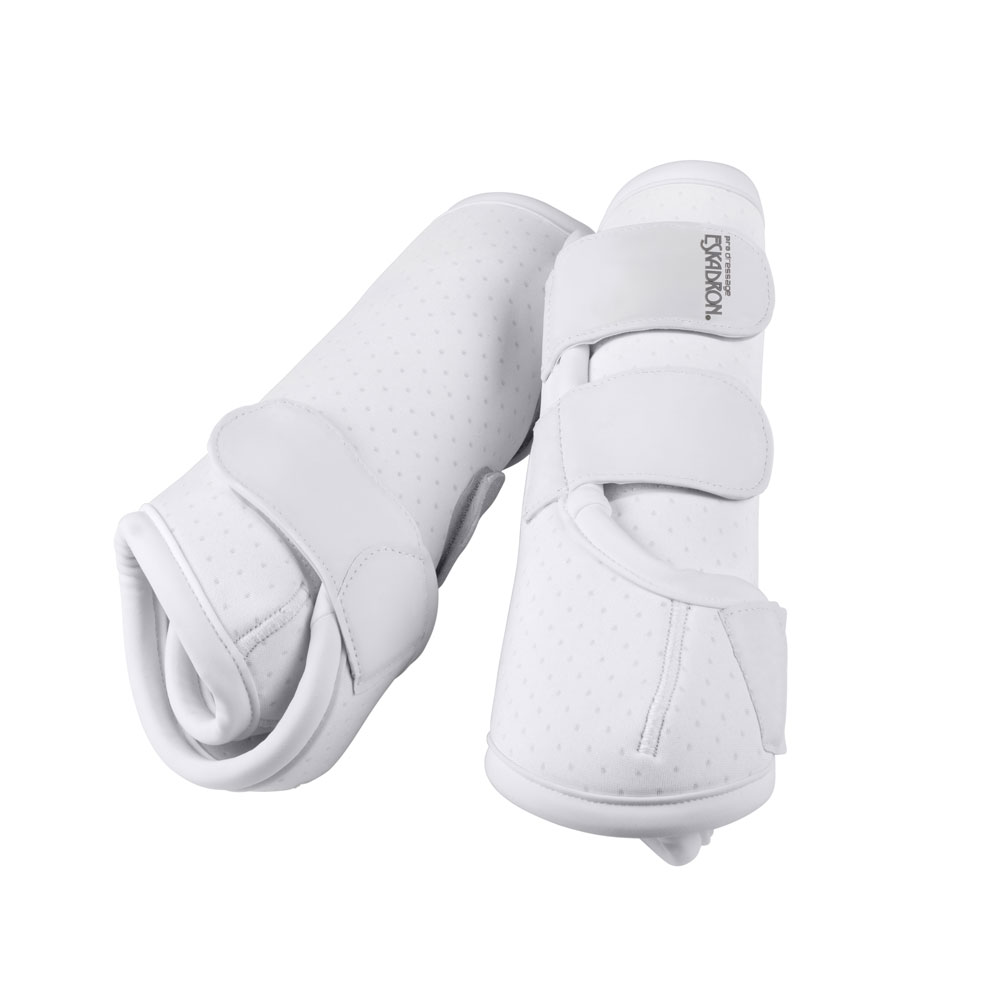 Proteções brancas para equitação com fecho velcro e inscrição Eskadron PRO DRESSEUR