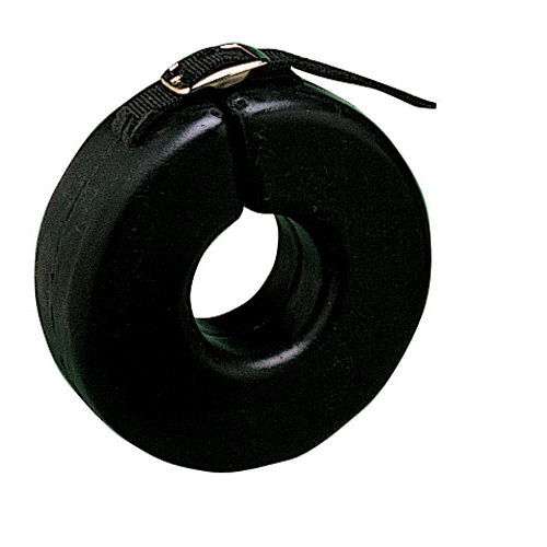 Almofada circular preta com fivela e correia preta