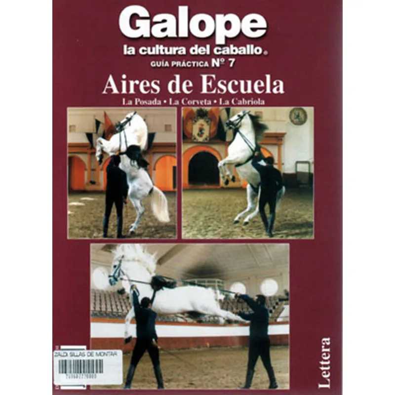 Capa de livro com imagens de cavalos a executar movimentos de equitação e texto em espanhol