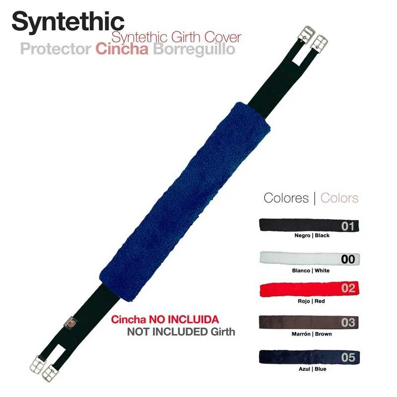 Cincha sintética azul com cobertura felpuda e fivelas metálicas