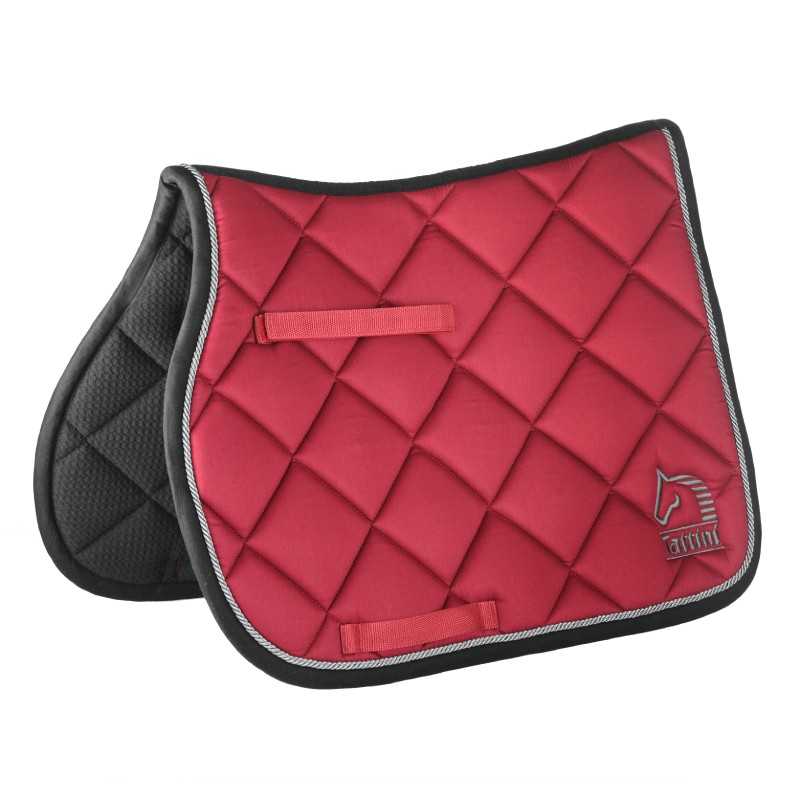 Manta de sela vermelha acolchoada para cavalo com emblema