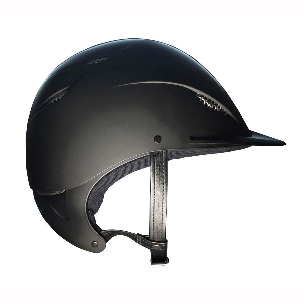 Capacete de proteção preto fosco com cinta de fixação