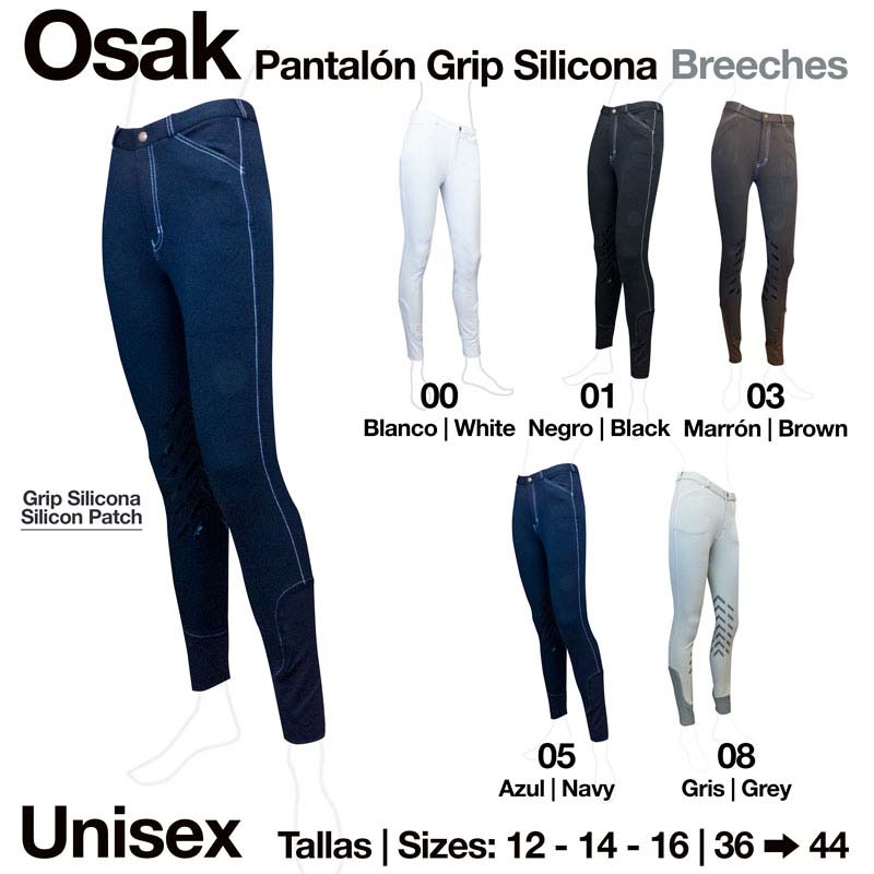 Pantalões Osak Grip Silicone em várias cores e tamanhos para unissexo