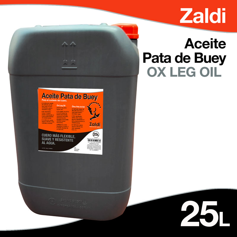 Recipiente cinzento escuro 25L de Aceite Pata de Buey Zaldi com etiqueta laranja