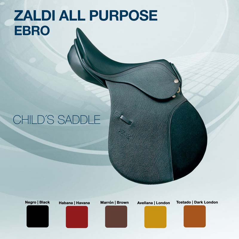 Sela preta para criança Zaldi All Purpose Ebro com amostras de cores