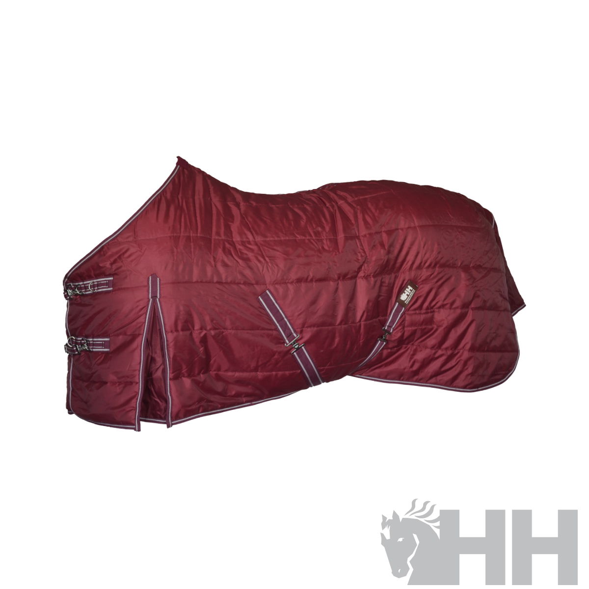 Manta acolchoada vermelha para cavalo com fivelas metálicas e cintas ajustáveis