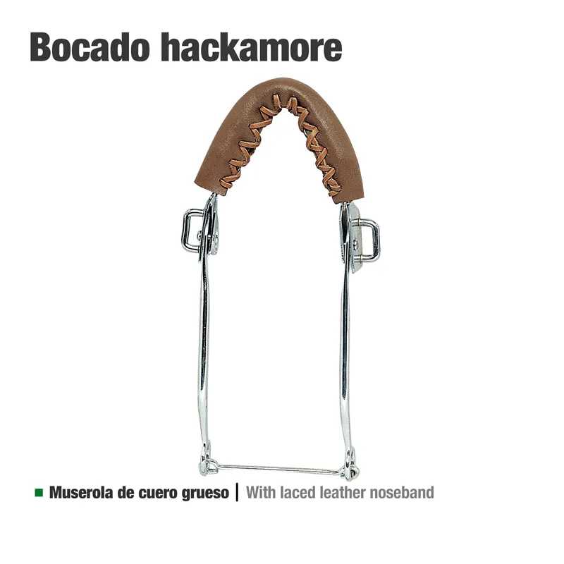 Bocado hackamore de couro e metal