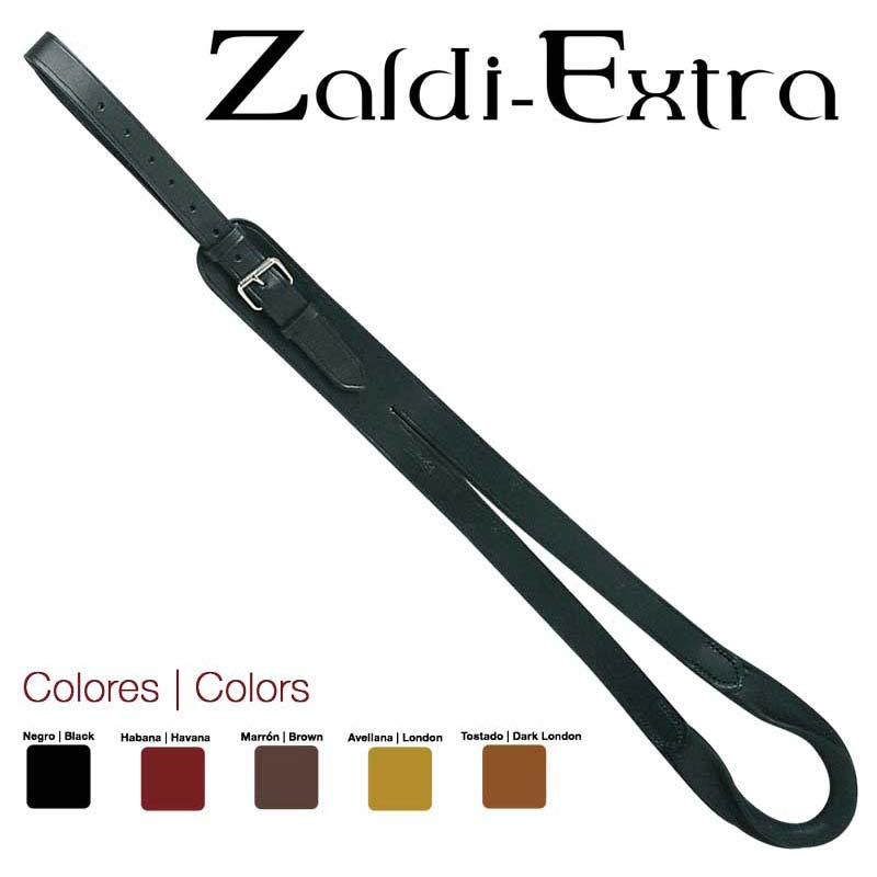 Correia de couro preta Zaldi-Extra com fivela metálica prateada
