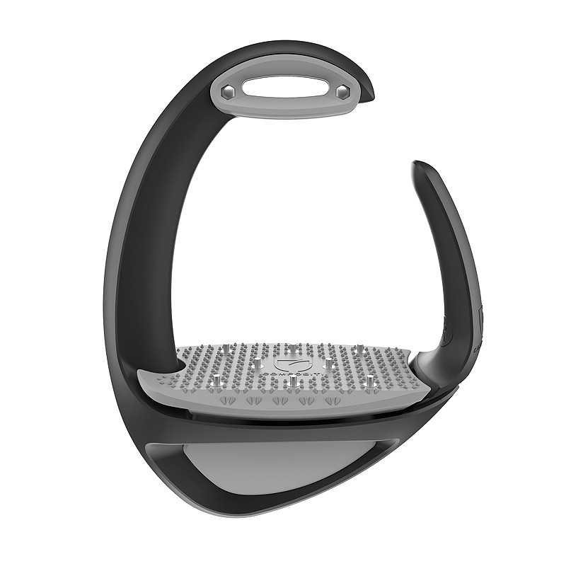 Estribo de equitação preto e cinzento com base antiderrapante