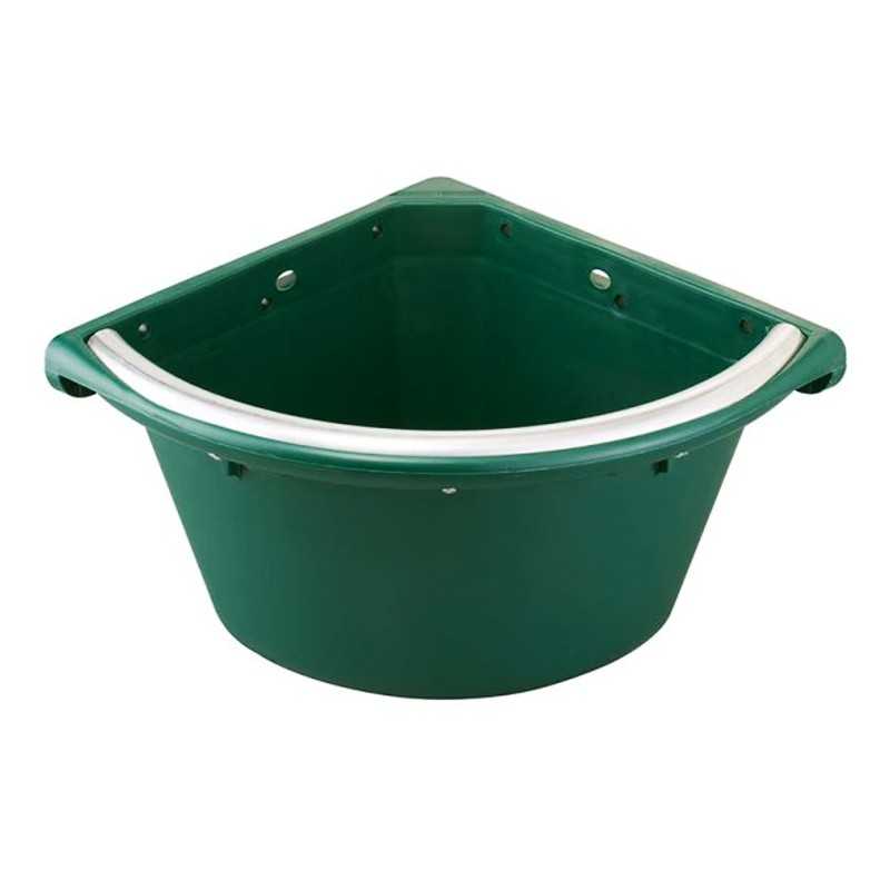 Contentor triangular verde escuro em plástico com alça branca