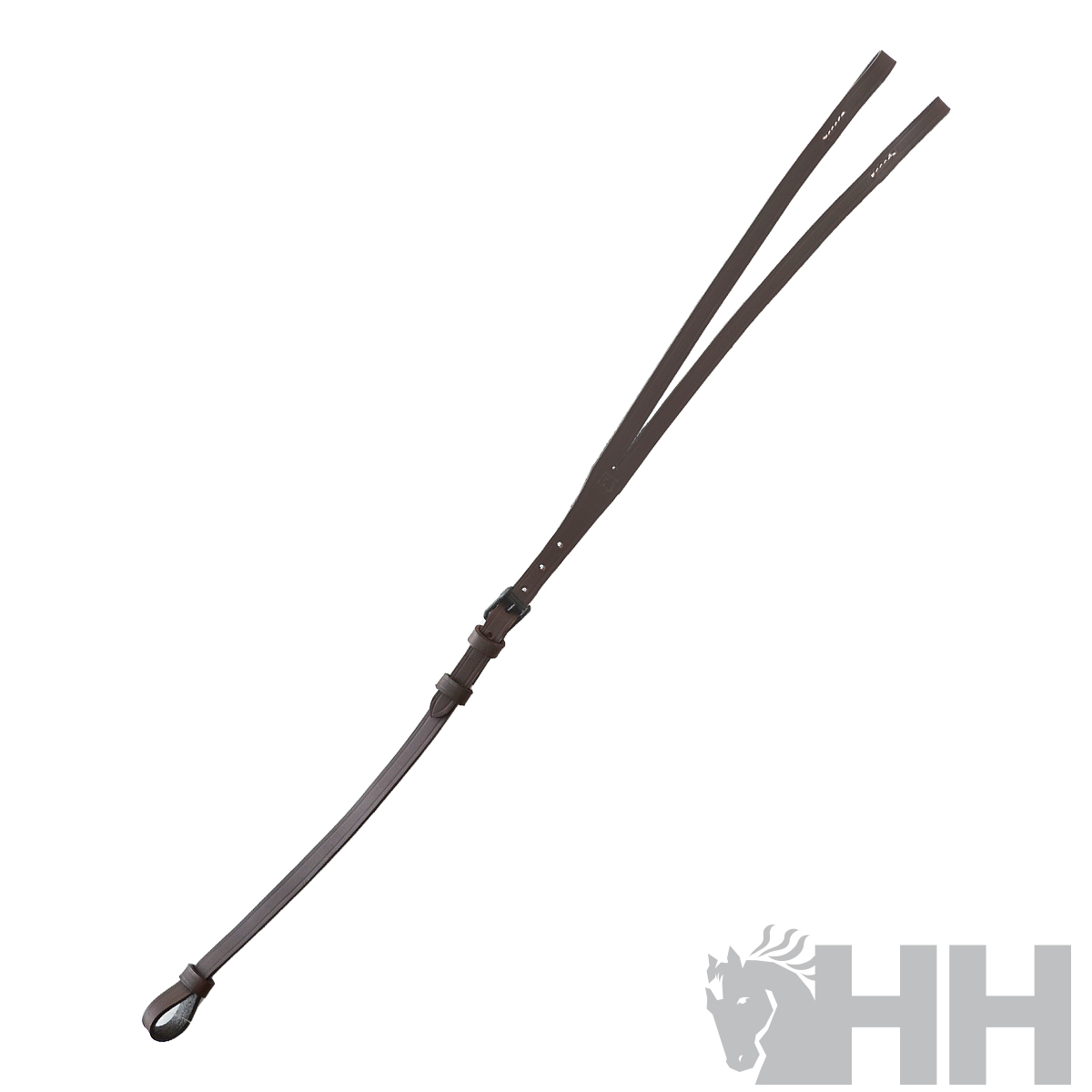 Rédea de pele castanha para equitação com fivela metálica