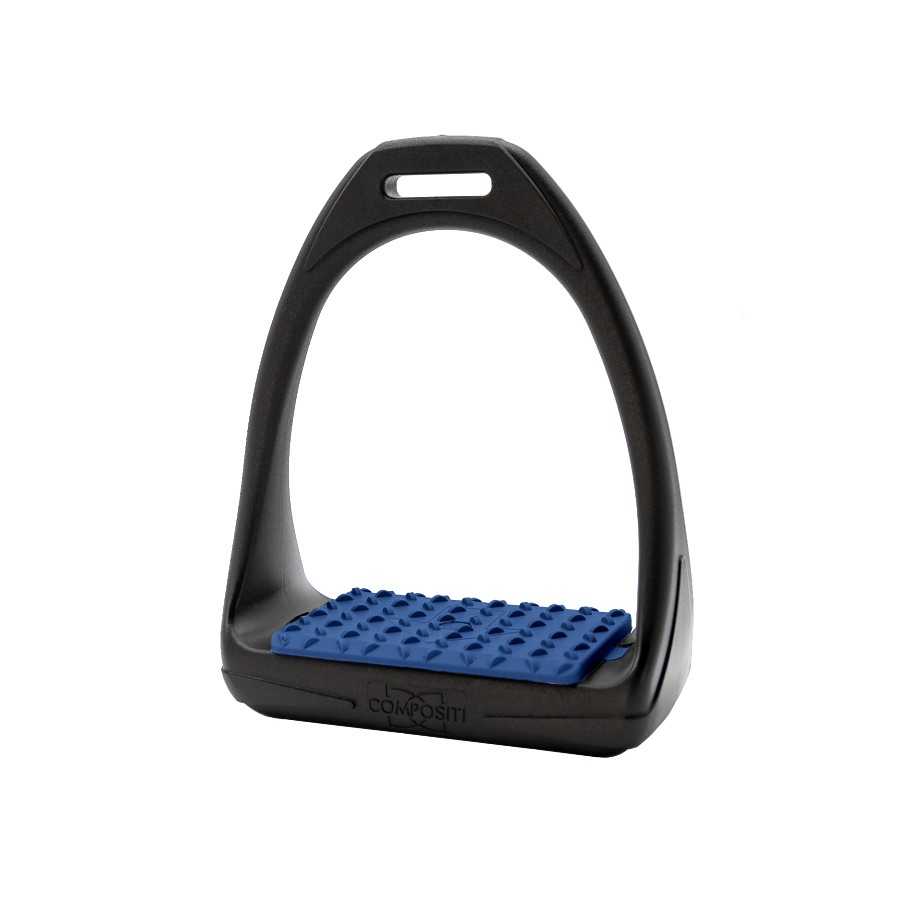 Estribo de cavalo preto com piso azul antiderrapante