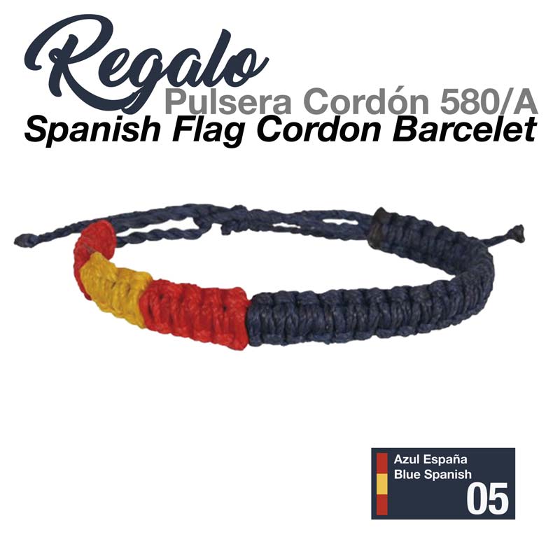 Pulseira de cordão trançado com as cores da bandeira espanhola e nó ajustável