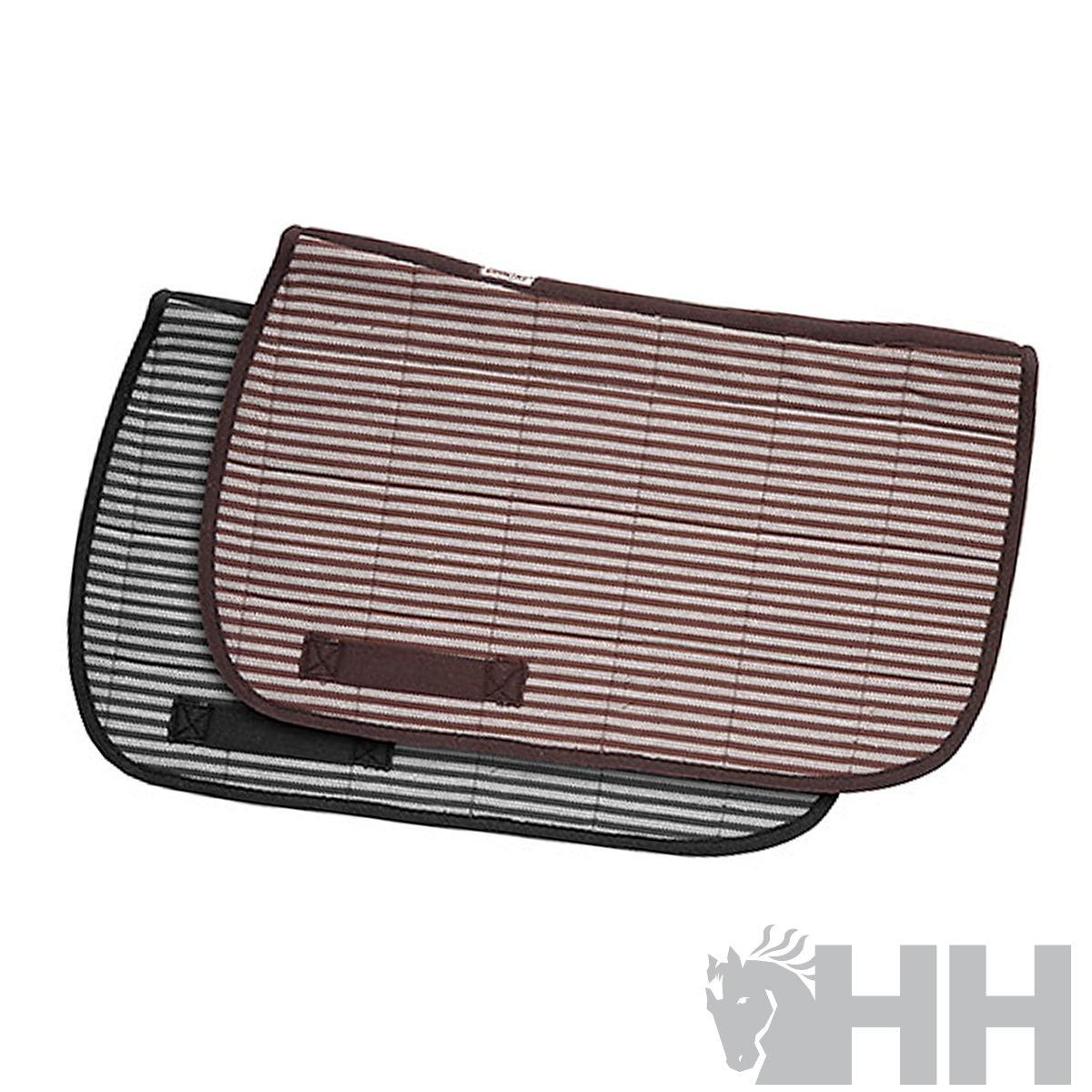 Dois mantos para cavalo risca fina castanho e preto acolchoados