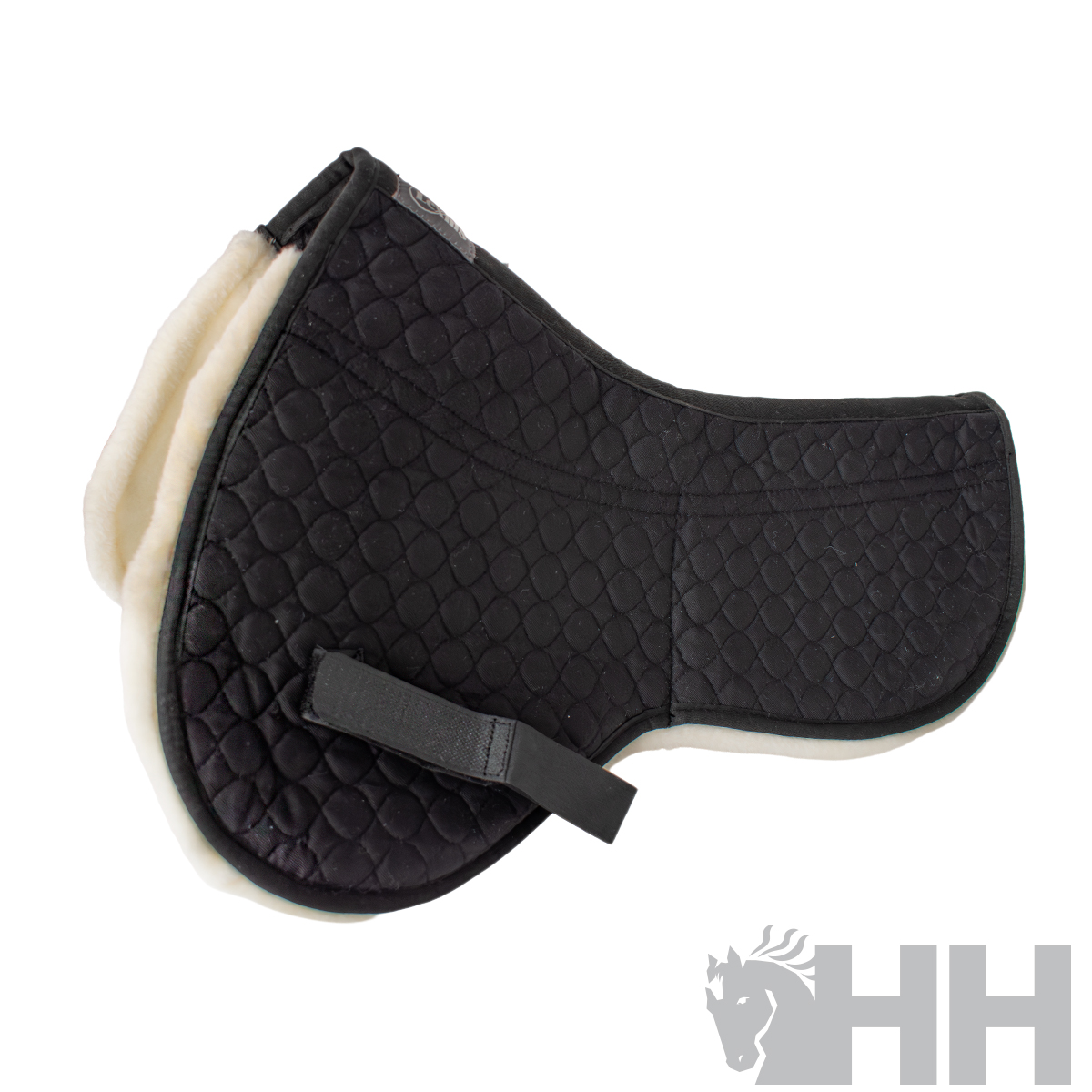 Protutor de selim para cavalo preto acolchoado com interior branco felpudo