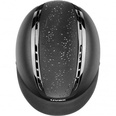 Capacete preta uvex visto de cima com furos de ventilação