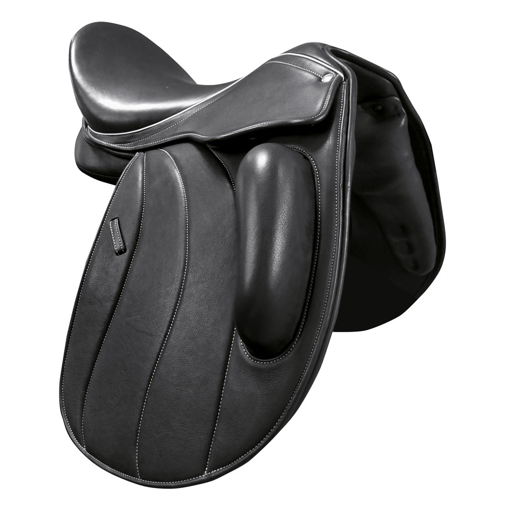 Selim de equitação preto em couro com acolchoamento