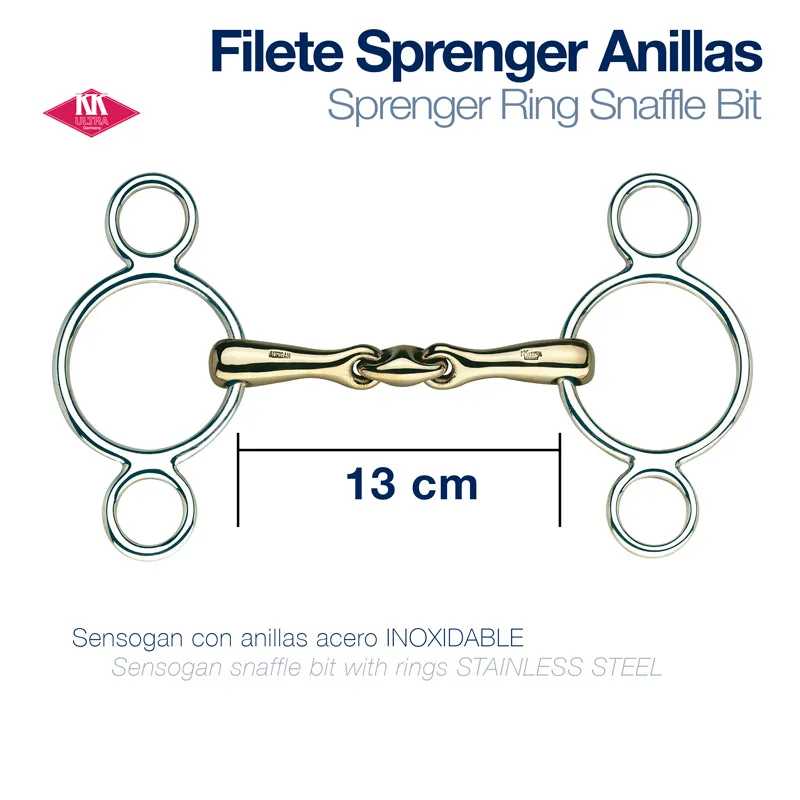 Filete Sprenger Anillas de aço inoxidável com anéis e medida de 13 cm
