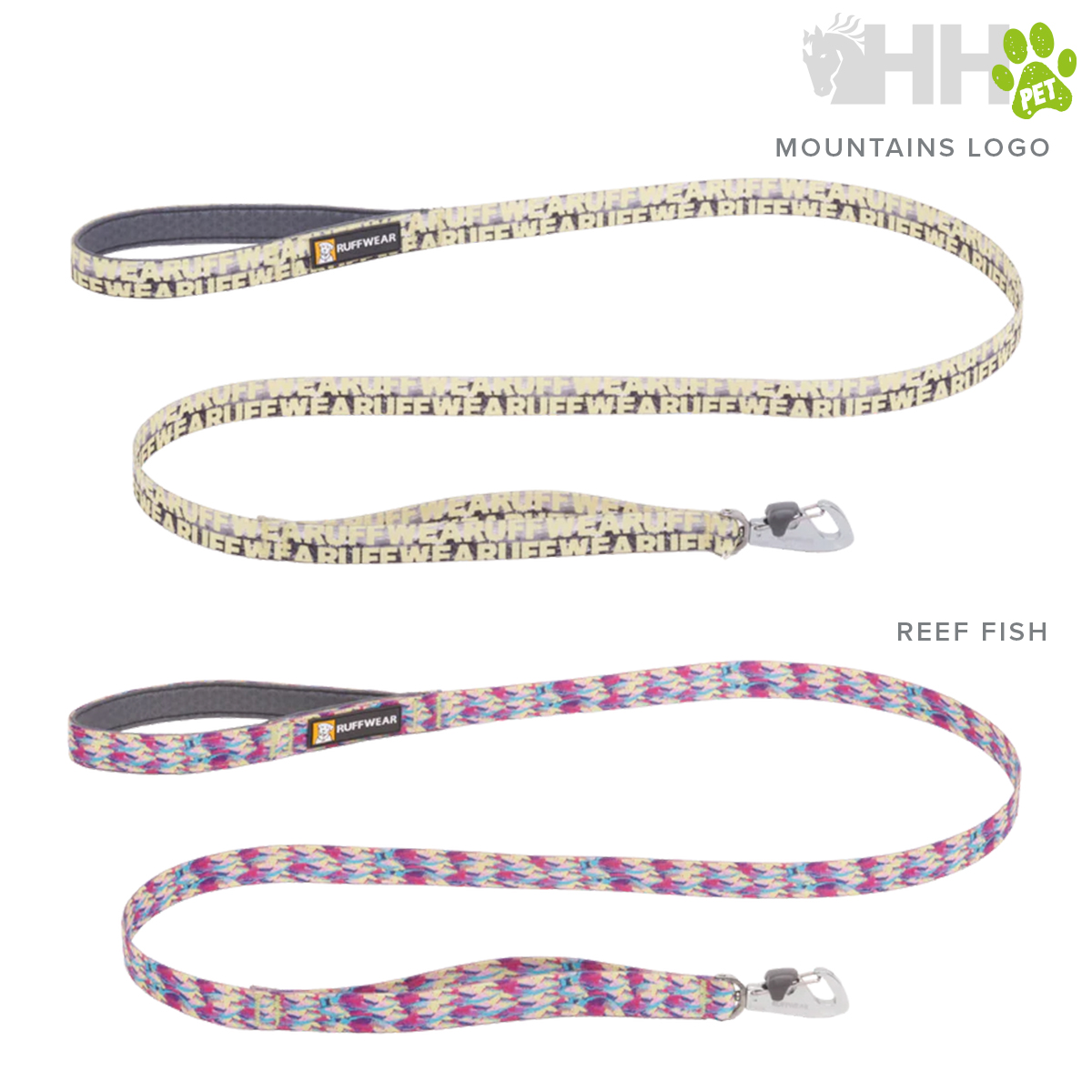 Duas trelas para animais de estimação com padrões distintos e fecho metálico