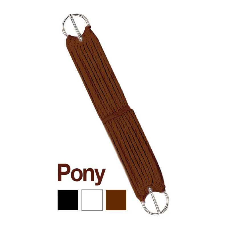 Cinta de equitação Pony castanha com rebites metálicos e elástico central
