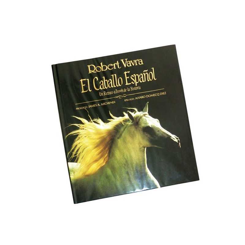 Capa do livro 'El Caballo Español' com imagem de cavalo branco