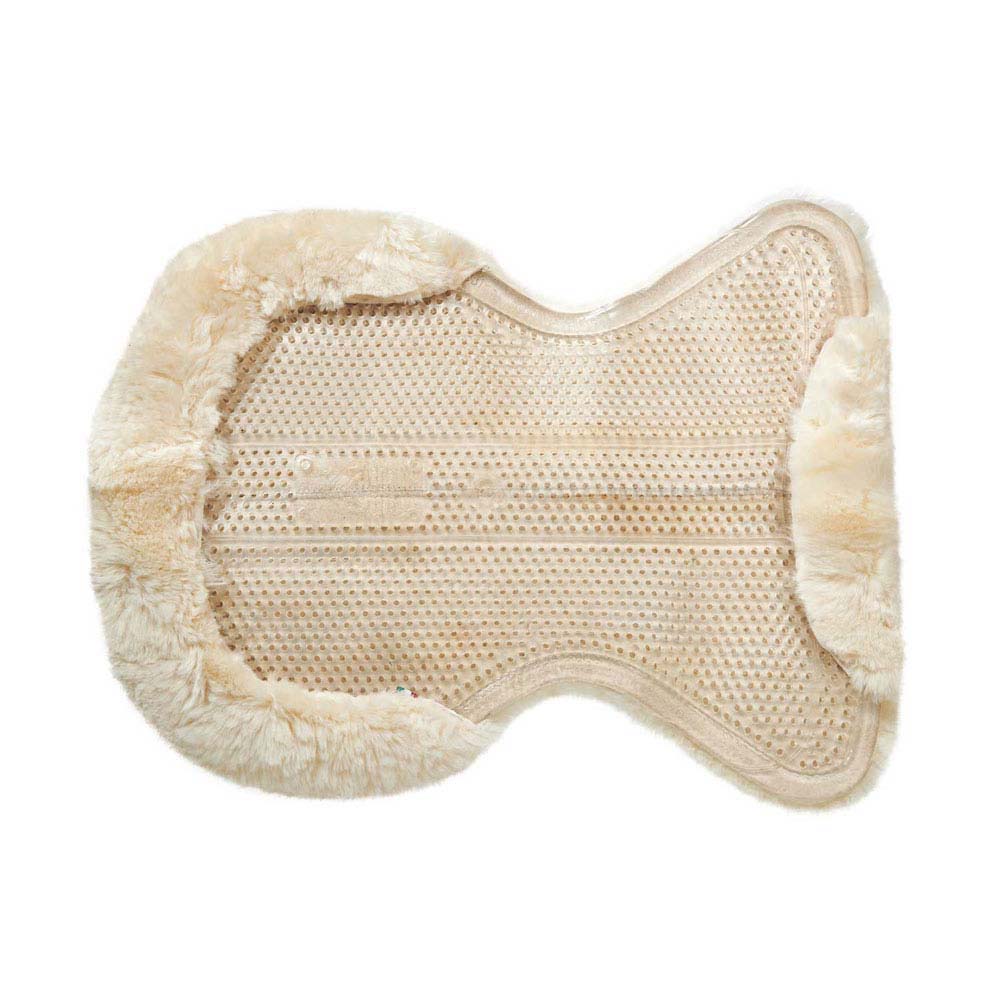 Tapete ou almofada bege com textura perfurada e bordas de pelúcia creme