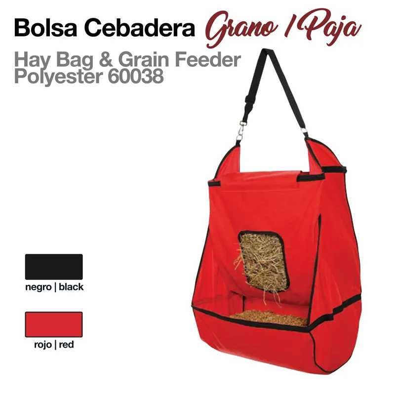Bolsa cebadera vermelha com janela e alça preta