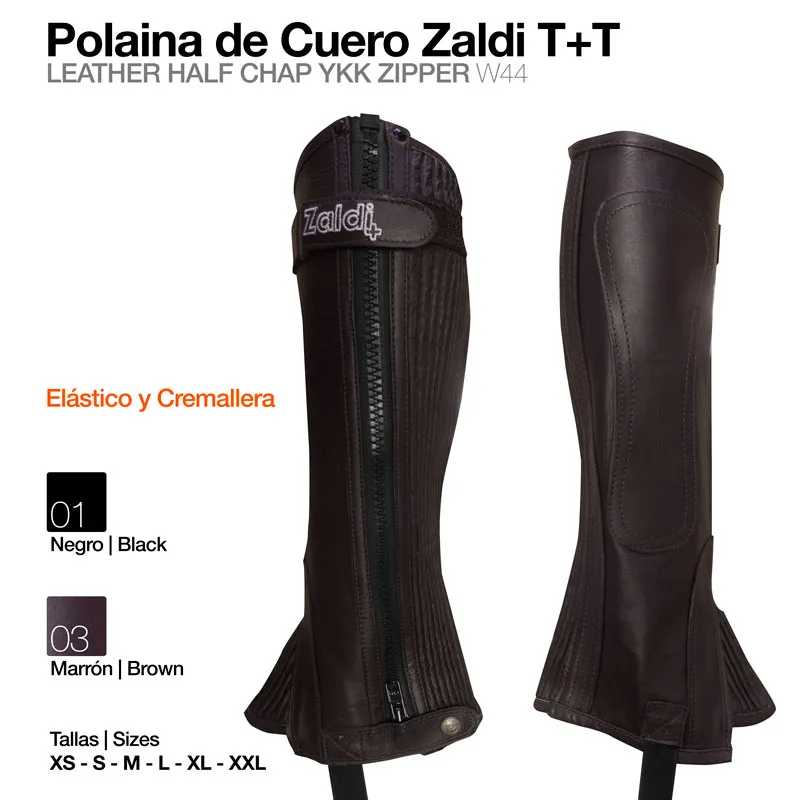 Polainas de couro preto Zaldi com fecho YKK e detalhe elástico