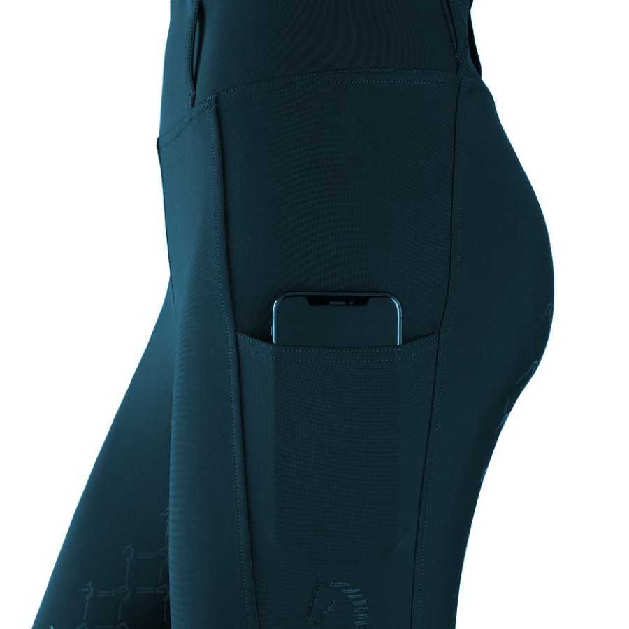 Calças de desporto pretas com bolso lateral contendo um telemóvel