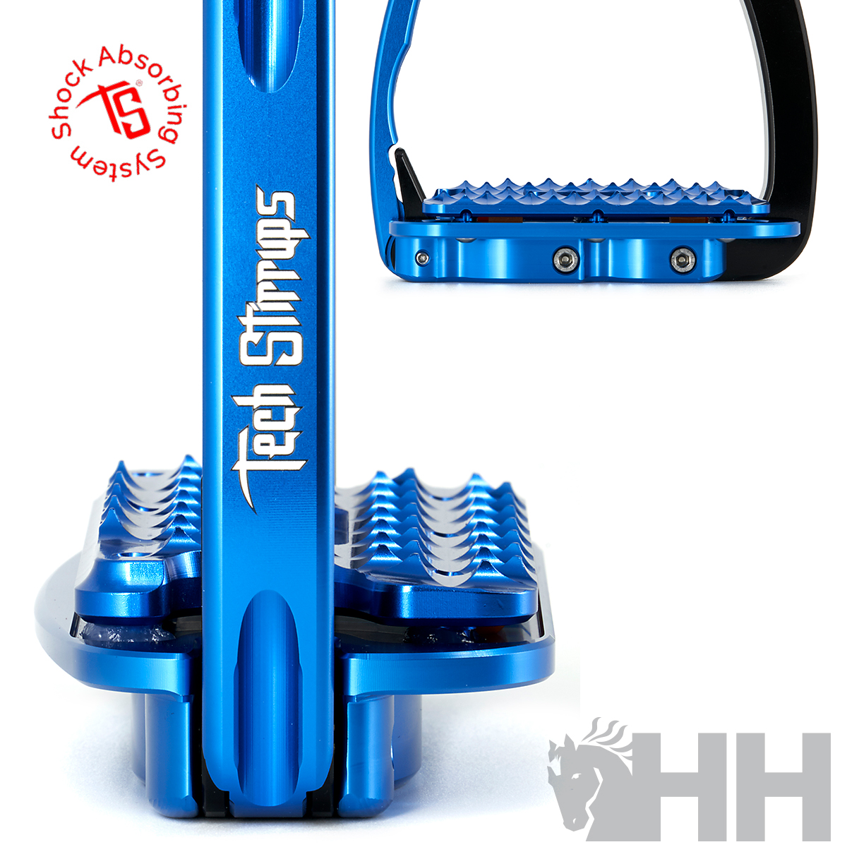 Estribos azuis metálicos antiderrapantes Tech Stirrups