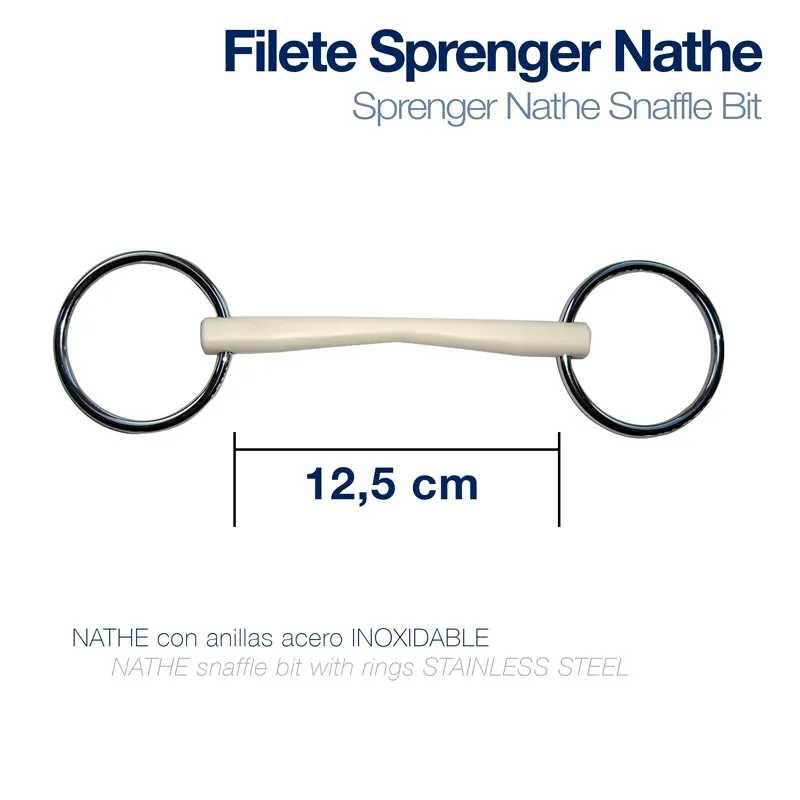 Filete Sprenger Nathe com anéis em aço inoxidável e barra branca, tamanho 12,5 cm