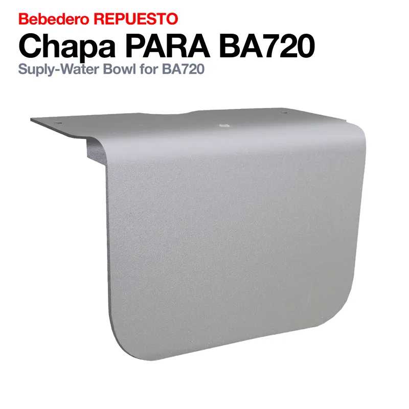 Chapa metálica cinza para bebedouro BA720 com texto